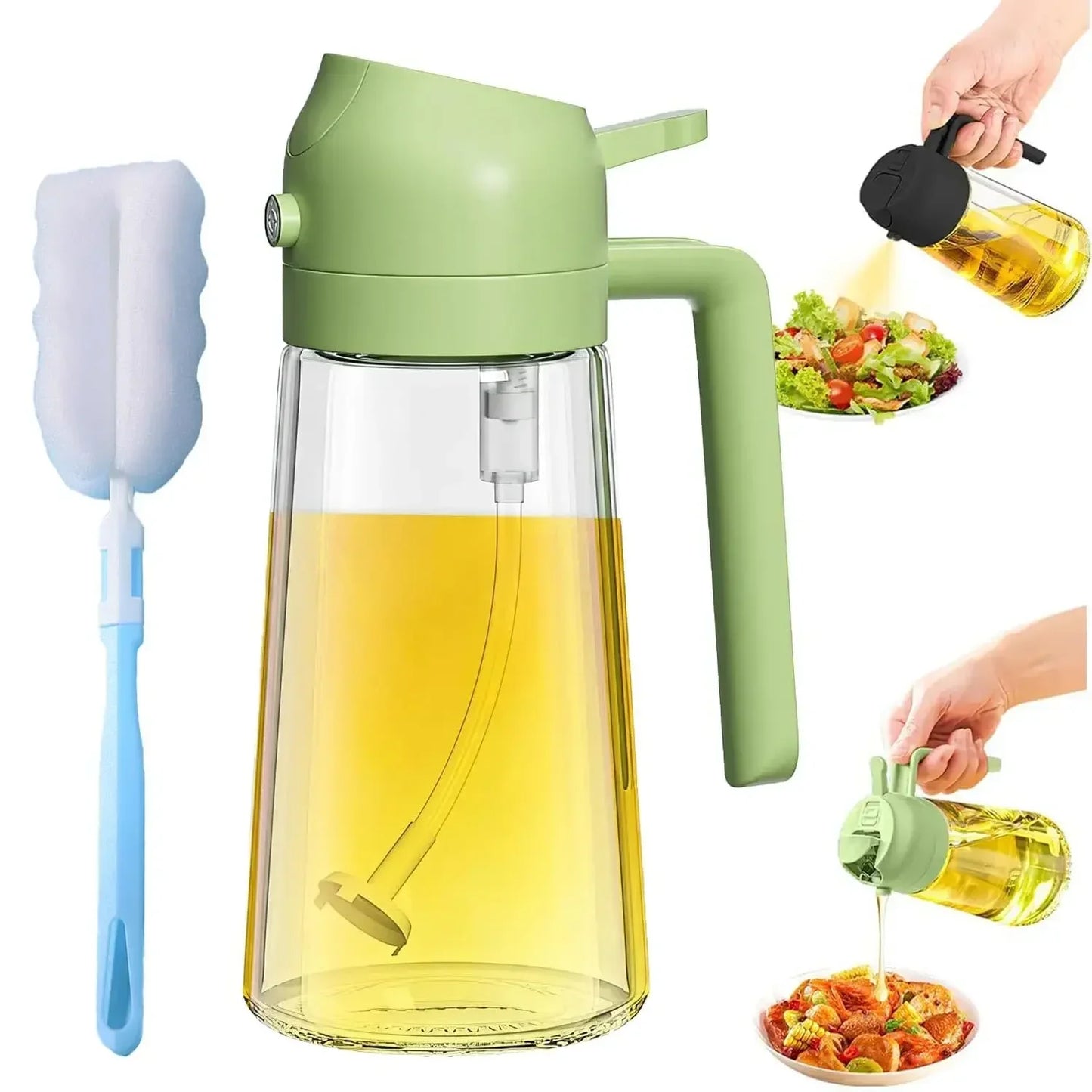1-2PCS Distributeur d’Huile 2 en 1 – 500ml