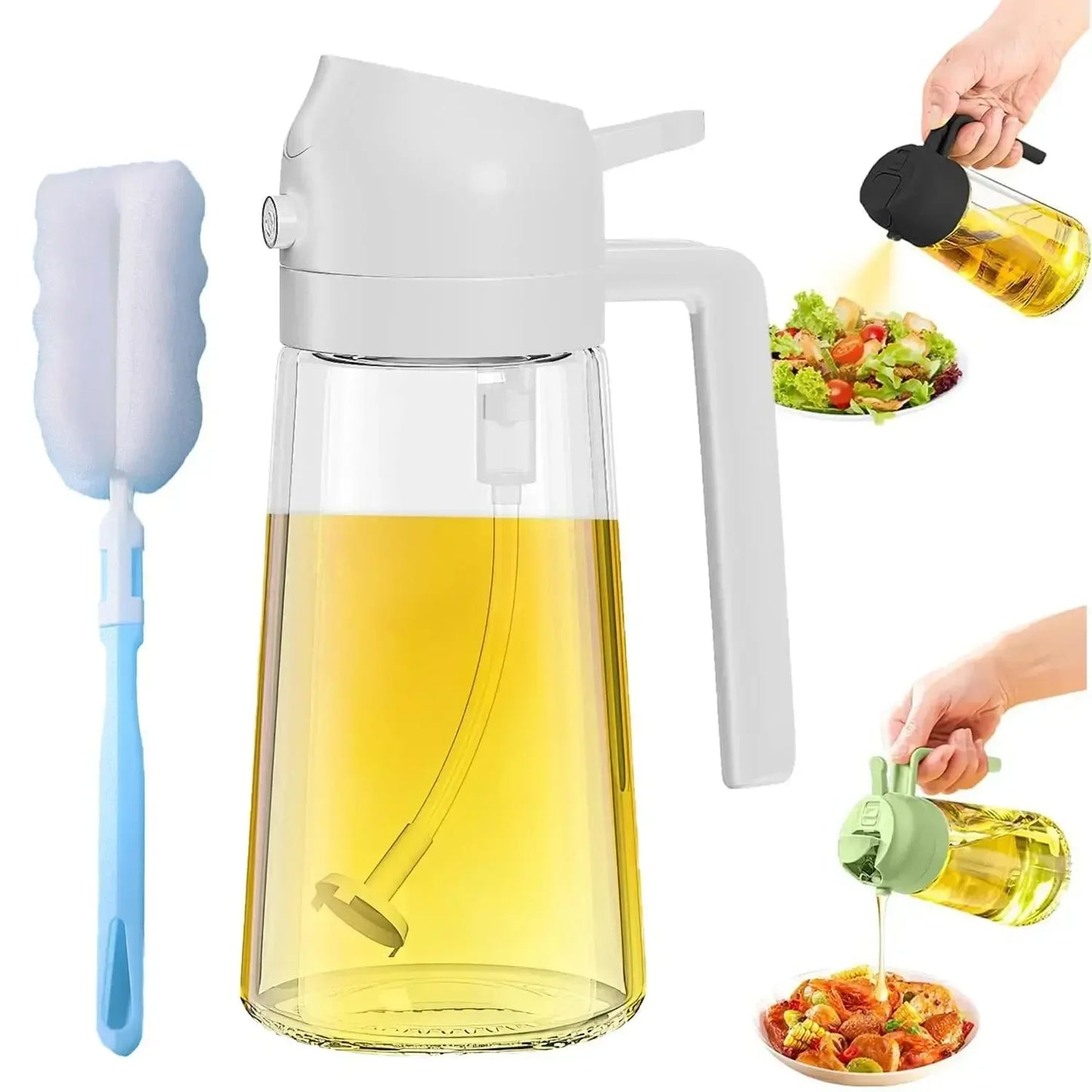 1-2PCS Distributeur d’Huile 2 en 1 – 500ml